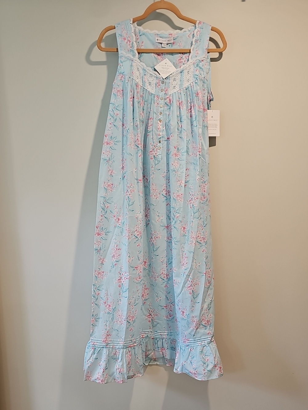 Eileen West Light Blue Ballet Nightgown with Lace Trim Size XS NWT